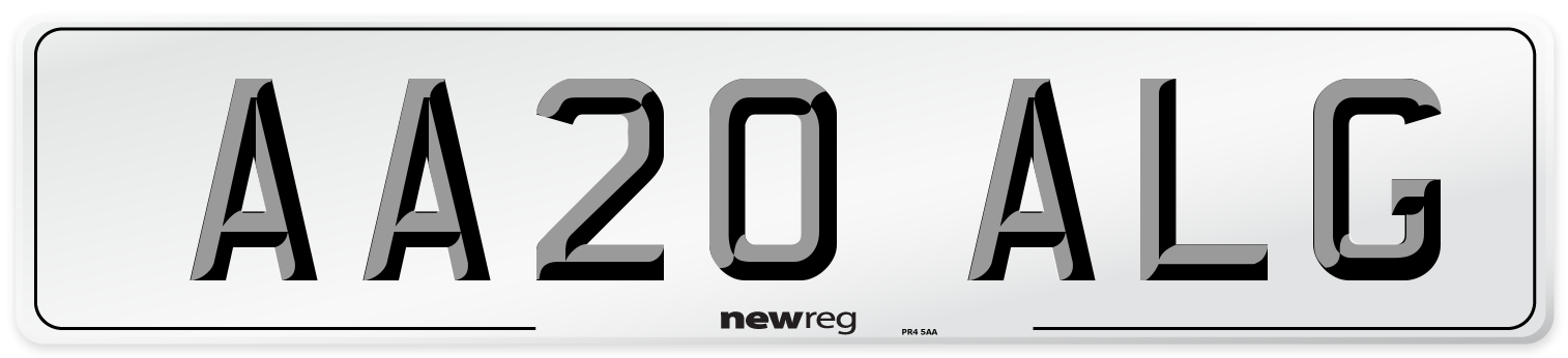 AA20 ALG Number Plate from New Reg